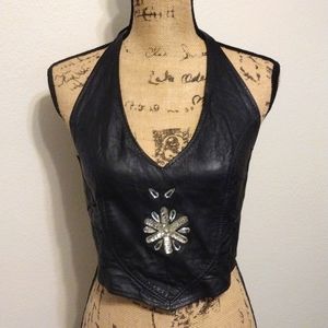 Vintage Leather Halter Top
